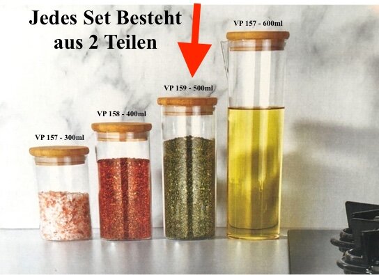 Vip Ahmet 159 Gewürzgläser 2er Set 500ml mit Luftdichten Korken - VIP A 159