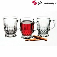 Pasabahce  Coffee Mug 55871 6er Set Teegläser mit Henkel Cappucino Kaffee Trinkgläser 165 ml