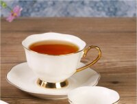 ZELLERFELD 12-Teilig Kaffeeservice mit Untertasse Kaffeetasse Gold-Umrandung (NXY09-B)